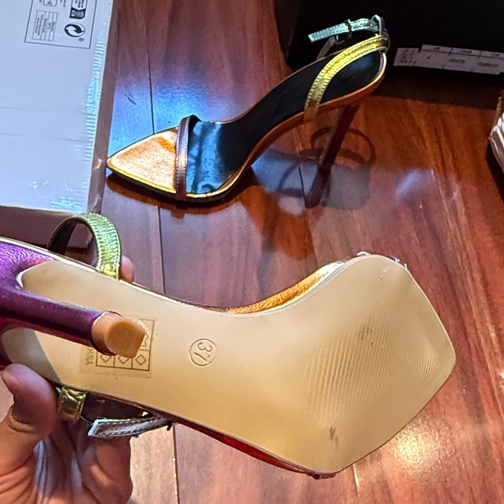 Iridescent Multicolor Stiletto Sandals - Women - Picture 9 of 9